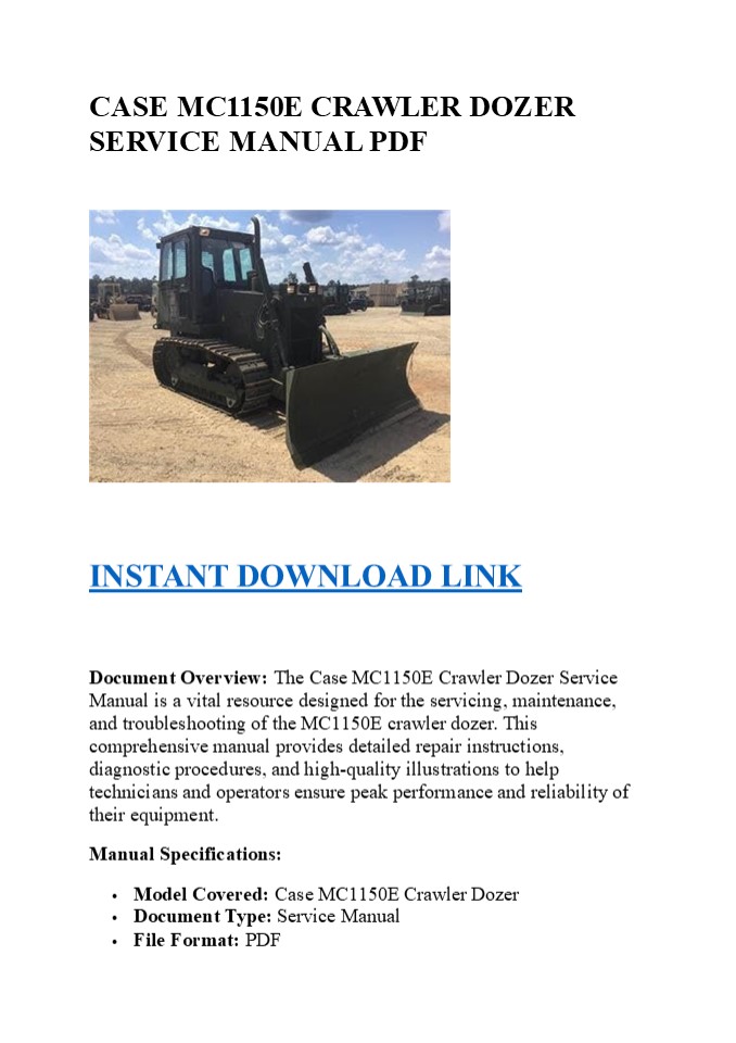 CASE MC1150E CRAWLER DOZER SERVICE MANUAL PDF