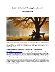 Expert Individual Therapy Solutions in Pennsylvania