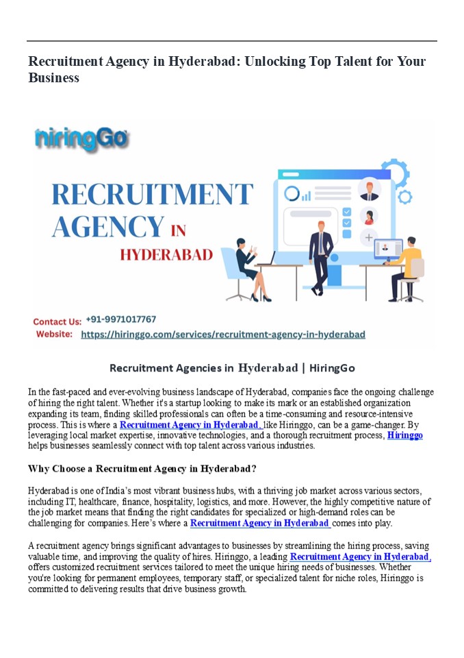 Recruitment Agency in Hyderabad | HiringGo