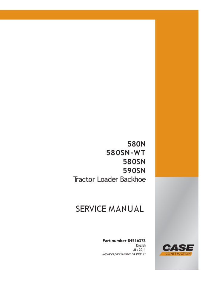 CASE 580SN Tractor Loader Backhoe Service Repair Manual Instant Download