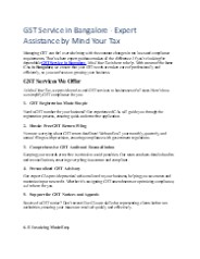 GST Service in Bangalore- Mind Your Tax