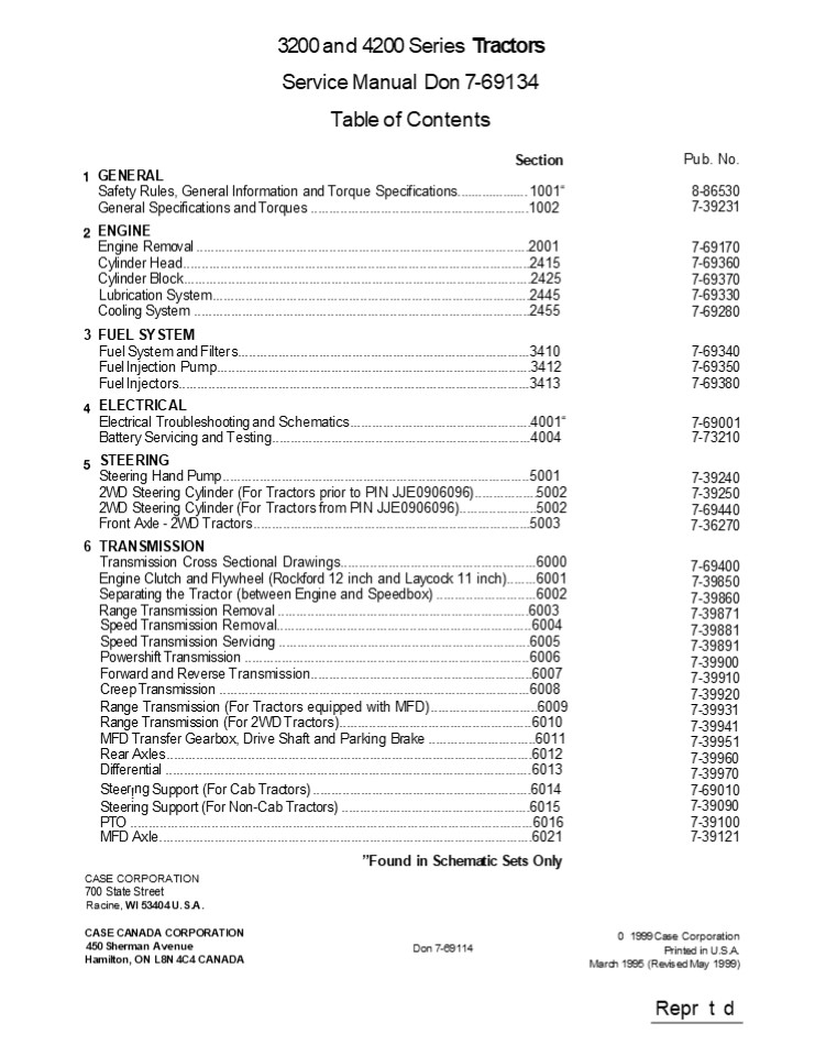 CASE IH 4230 Tractor Service Repair Manual Instant Download