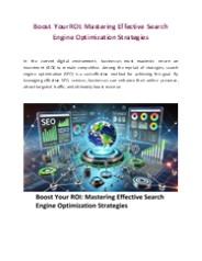 Boost Your ROI: Mastering Effective Search Engine Optimization Strategies