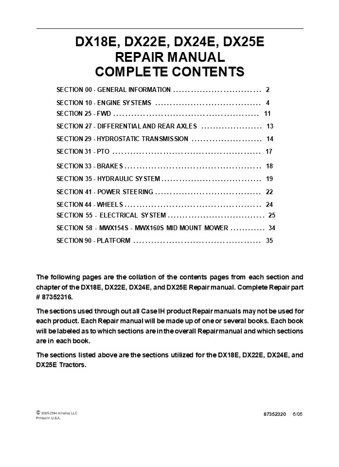 CASE IH DX25E Tractor Service Repair Manual Instant Download