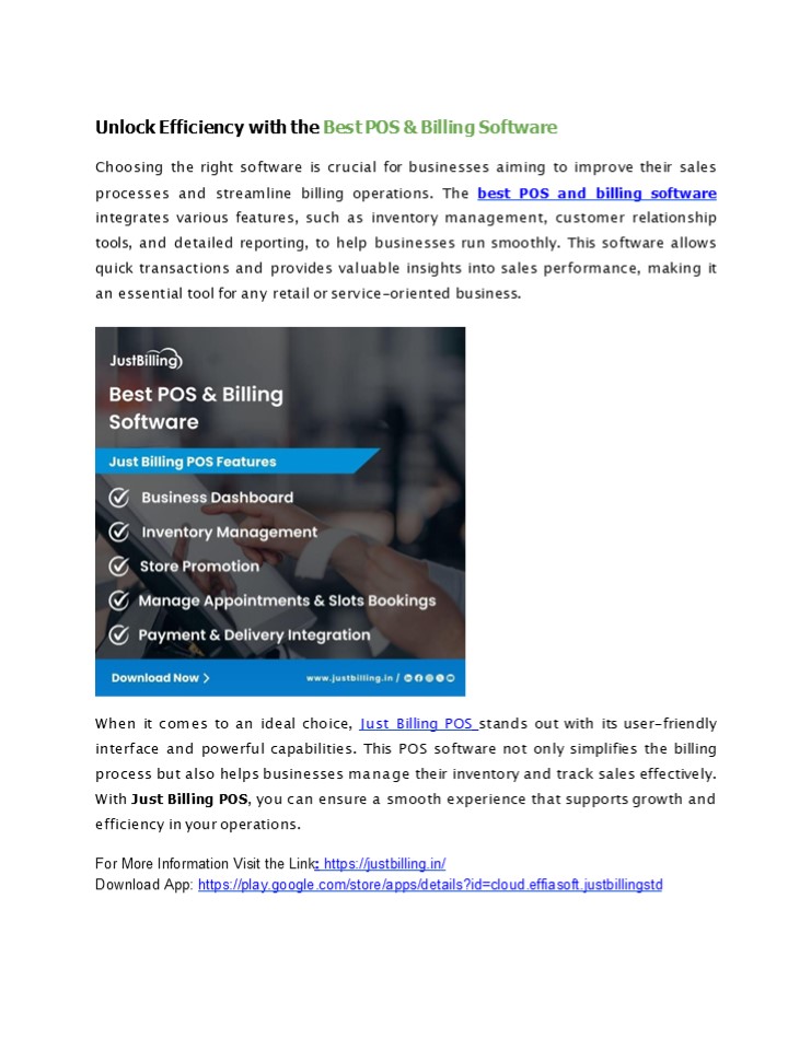 Unlock Efficiency with the Best POS & Billing Software