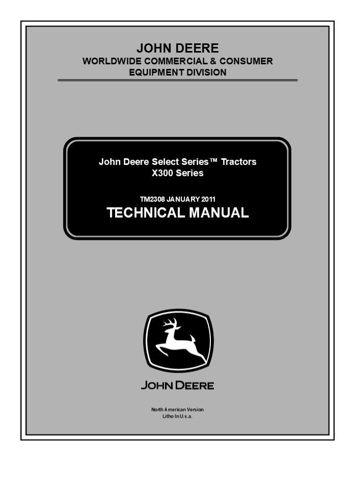 JOHN DEERE X360 LAWN TRACTOR Service Repair Manual Instant Download (TM2308)