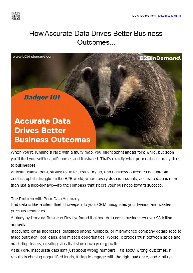 How Accurate Data Drives Better Business Outcomes...