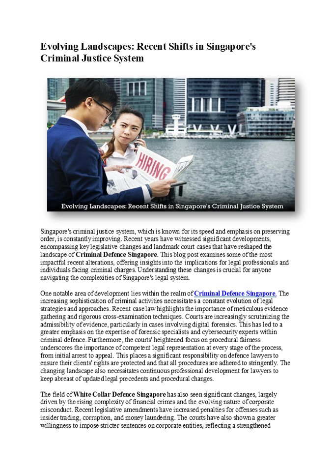 Evolving Landscapes: Recent Shifts in Singapore's Criminal Justice System