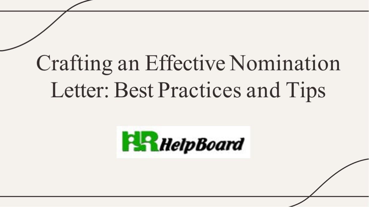 Employee of the Month Nomination Letter