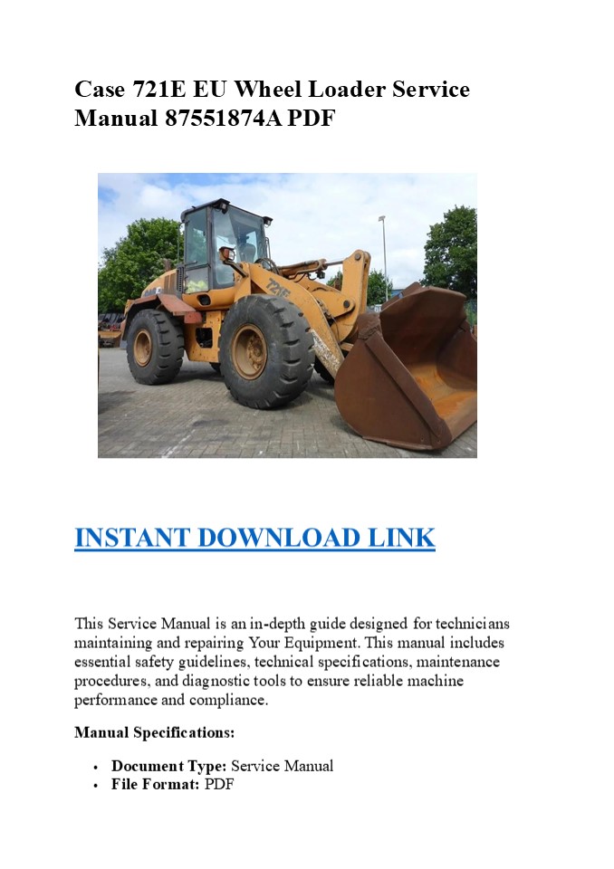 Case 721E EU Wheel Loader Service Manual 87551874A PDF