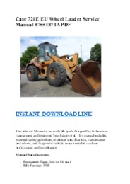 Case 721E EU Wheel Loader Service Manual 87551874A PDF
