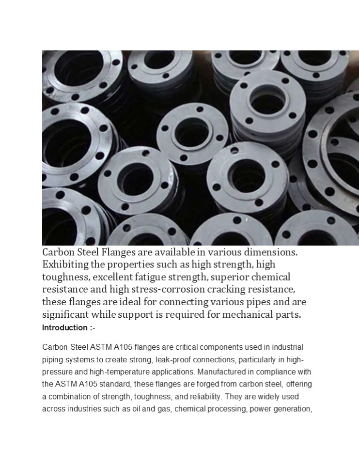 Carbon Steel Flanges are available in various dimensions.