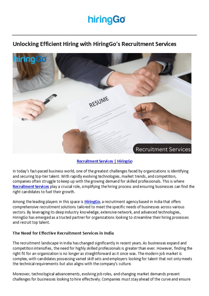 Top Recruitment Services | HiringGo