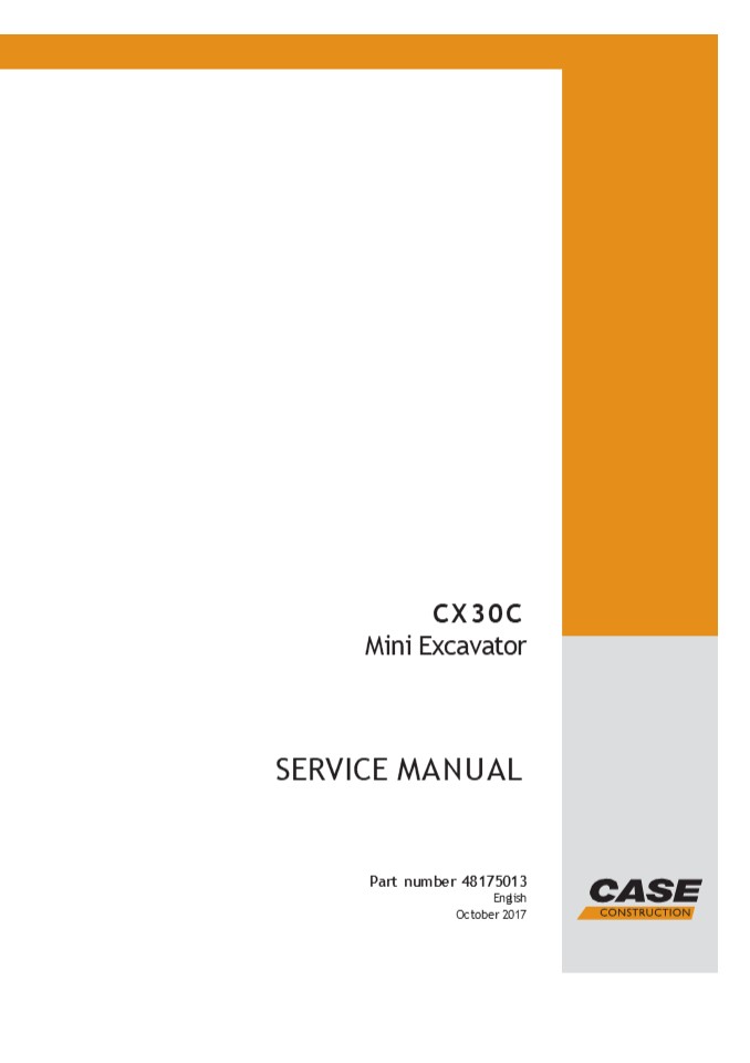 CASE CX30C Mini Excavator Service Repair Manual Instant Download