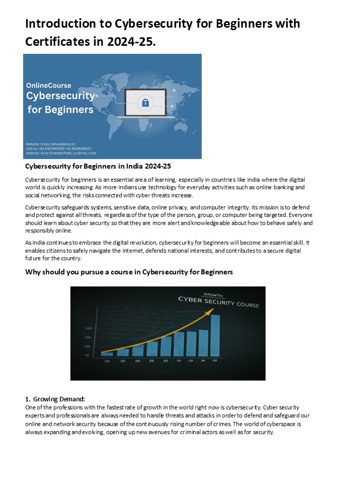 Introduction to Cybersecurity for Beginners with Certificates in 2024-25