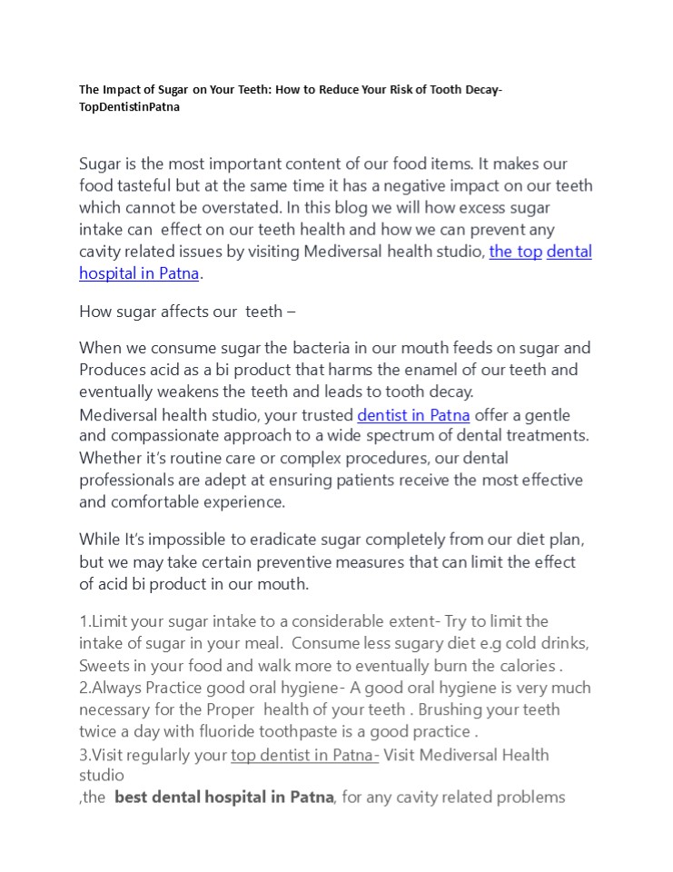 The Impact of Sugar on your Teeth- Top dental clinic near me