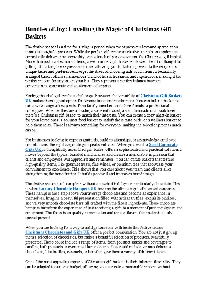 Bundles of Joy: Unveiling the Magic of Christmas Gift Baskets