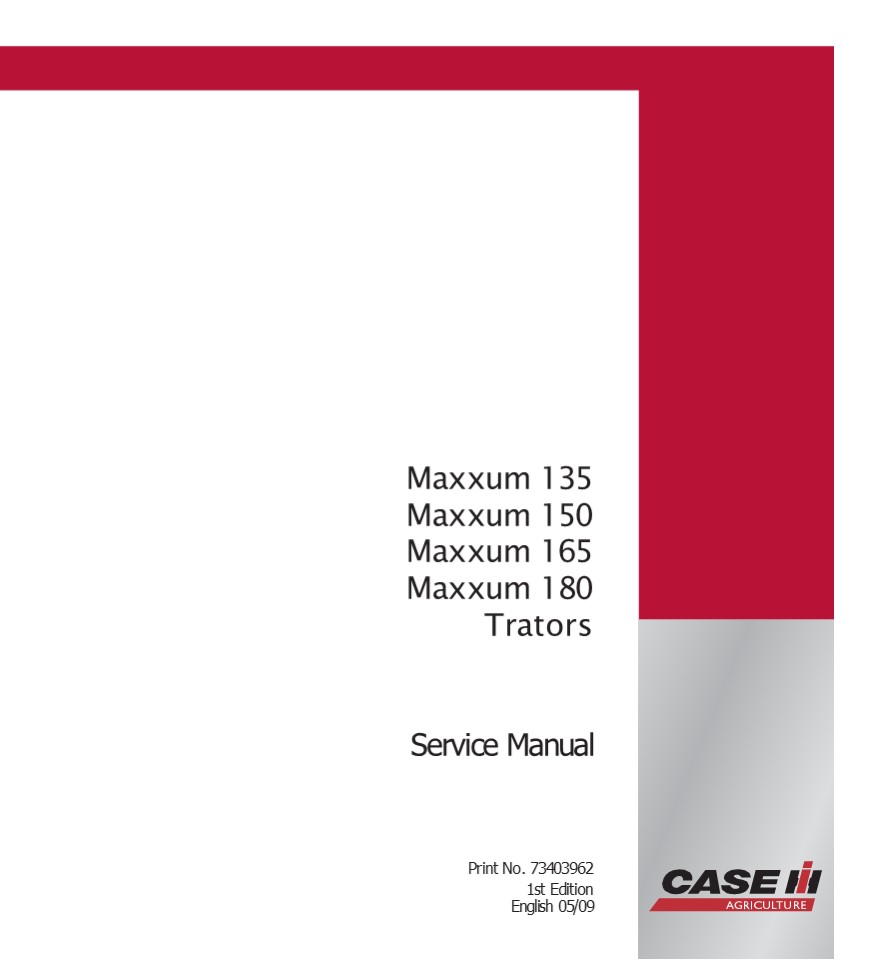 CASE IH Maxxum 180 Tractor Service Repair Manual Instant Download
