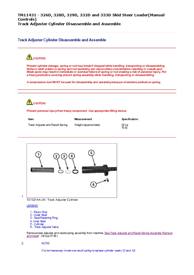 John Deere 333D Skid Steer Loader (Manual Controls) Service Repair Manual Instant Download (TM11431)