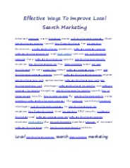 Effective Ways To Improve Local Search Marketing