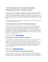 Fresh Graduates and Young Professionals: Navigating the Path to Career Success