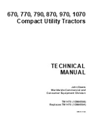 John Deere 870 Compact Utility Tractor Service Repair Manual Instant Download
