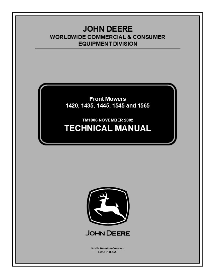 John Deere 1435 Front Mower Service Repair Manual Instant Download (TM1806)
