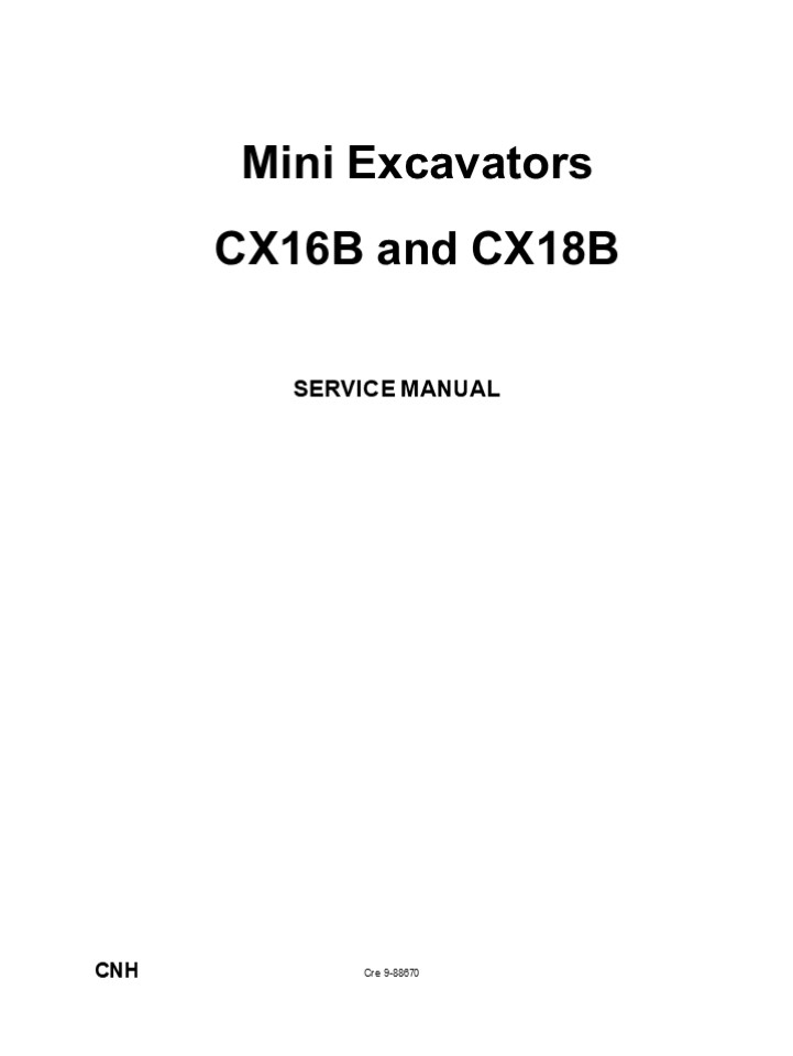 CASE CX16B MINI EXCAVATOR Service Repair Manual Instant Download