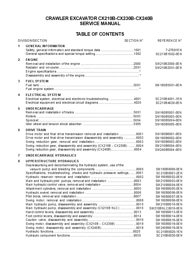 CASE CX210B CRAWLER EXCAVATOR Service Repair Manual Instant Download