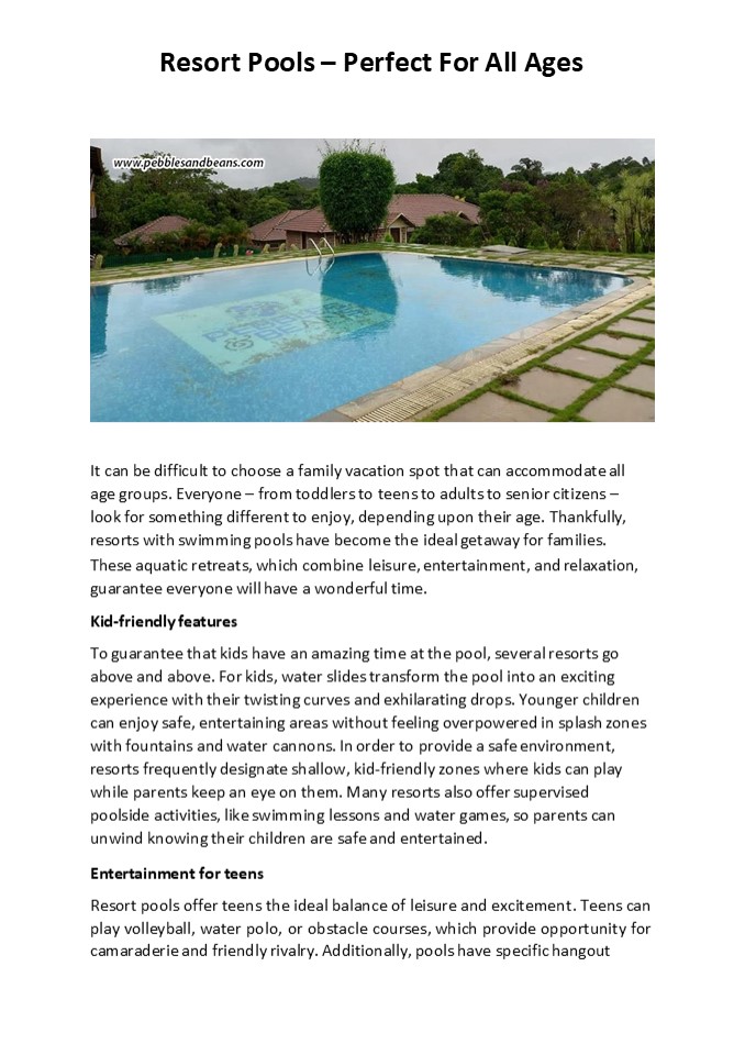 Resort Pools – Perfect For All Ages