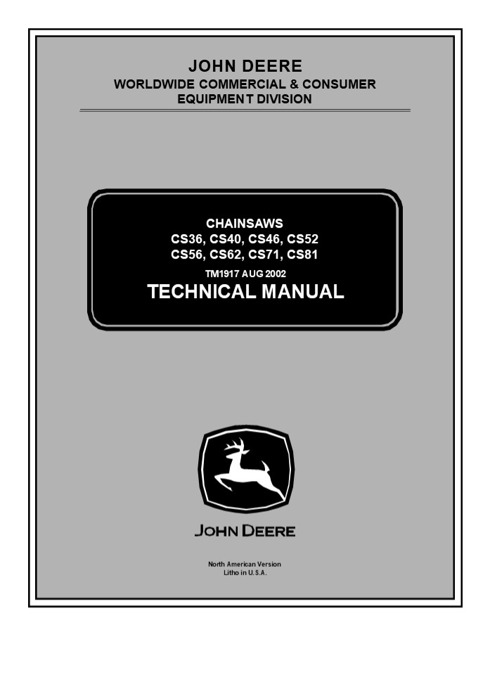 John Deere Chainsaws CS40 Service Repair Manual Instant Download (TM1917)