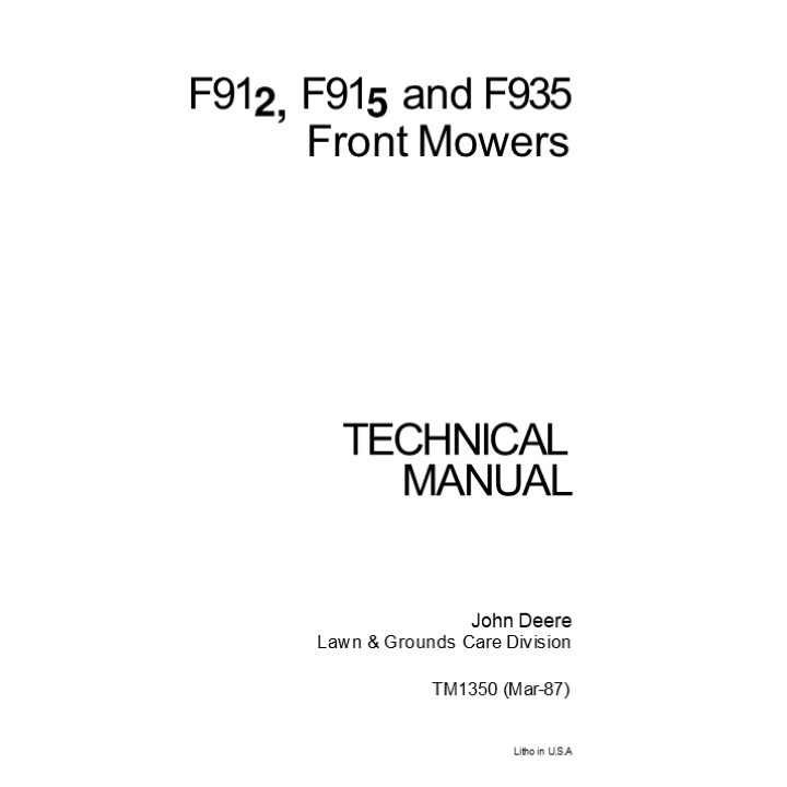 John Deere F912 Front Mower Service Repair Manual Instant Download (tm1350)