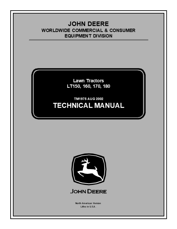 JOHN DEERE LT180 LAWN GARDEN TRACTOR Service Repair Manual Instant Download (TM1975)