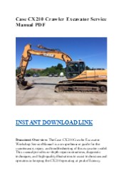 Case CX210 Crawler Excavator Service Manual PDF