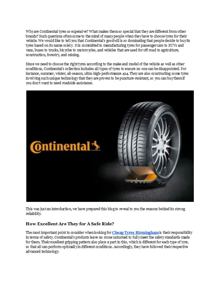 What Justifies the High Cost of Continental Tyres?