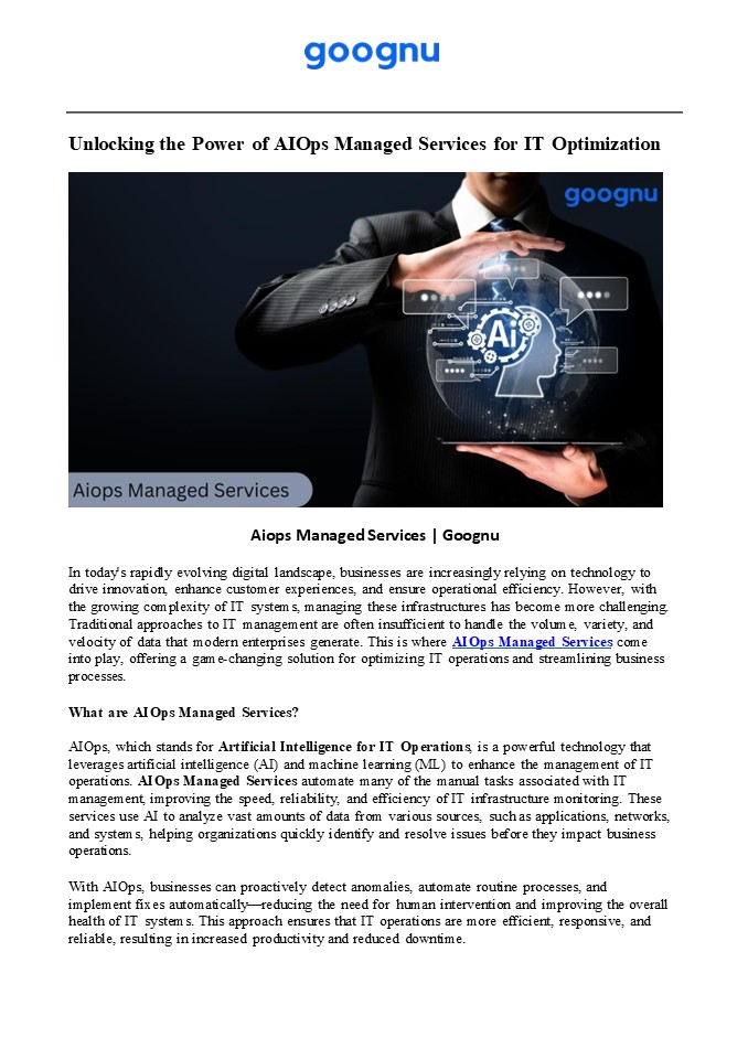 Aiops Managed Services | Goognu