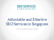 Affordable and Effective SEO Services in Singapore