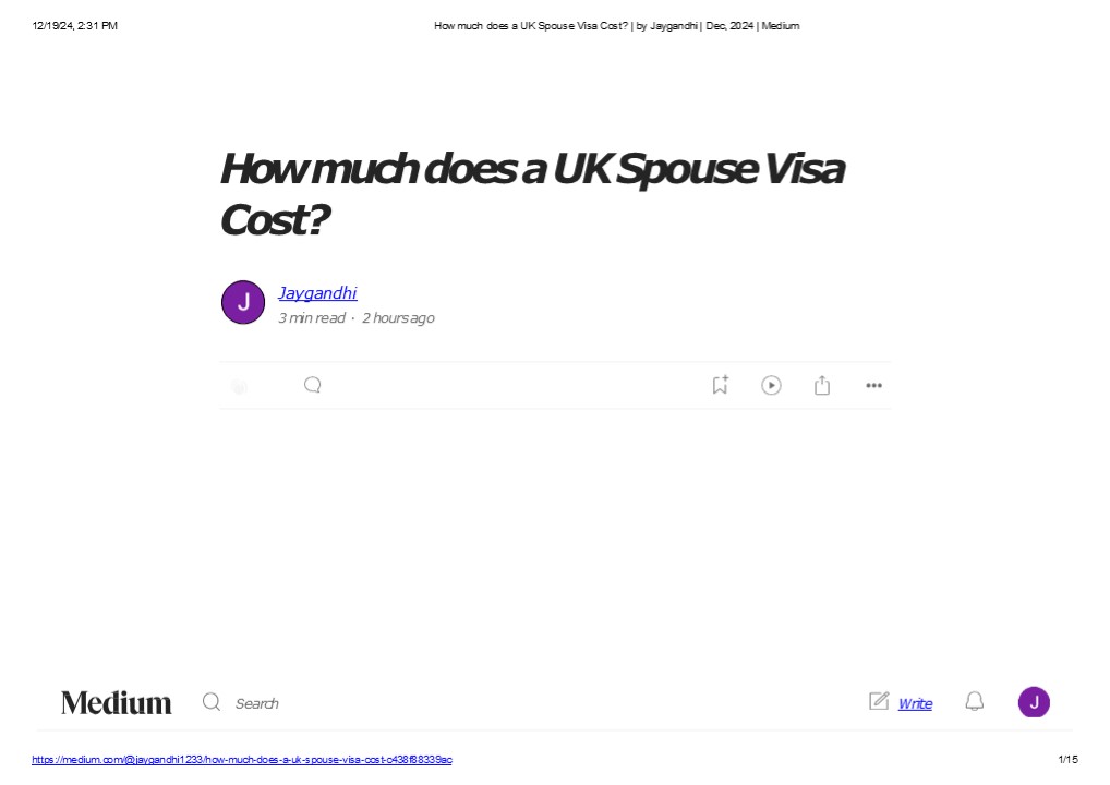 How much does a UK Spouse Visa Cost?