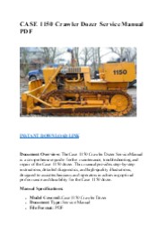 CASE 1150 Crawler Dozer Service Manual PDF