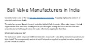 Ball Valve Manufacturers in India