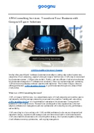 AWS Consulting Services | Goognu