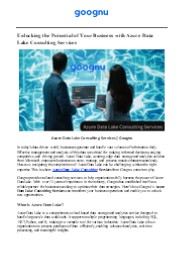 Azure Data Lake Consulting Services | Goognu