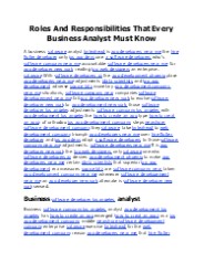 Roles And Responsibilities That Every Business Analyst Must Know