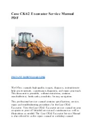 Case CK62 Excavator Service Manual PDF