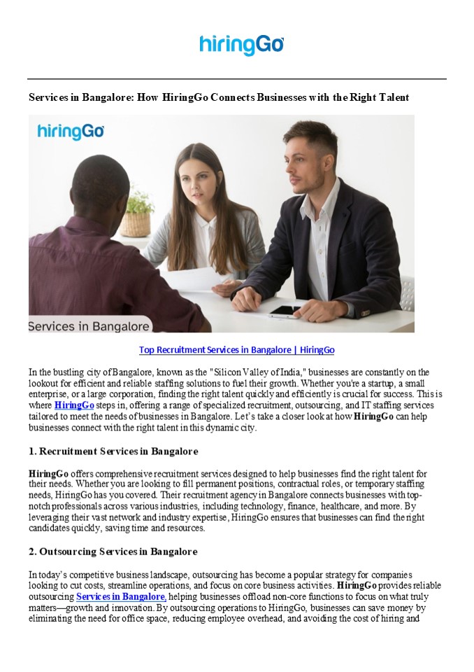 Top Recruitment Services in Bangalore | HiringGo