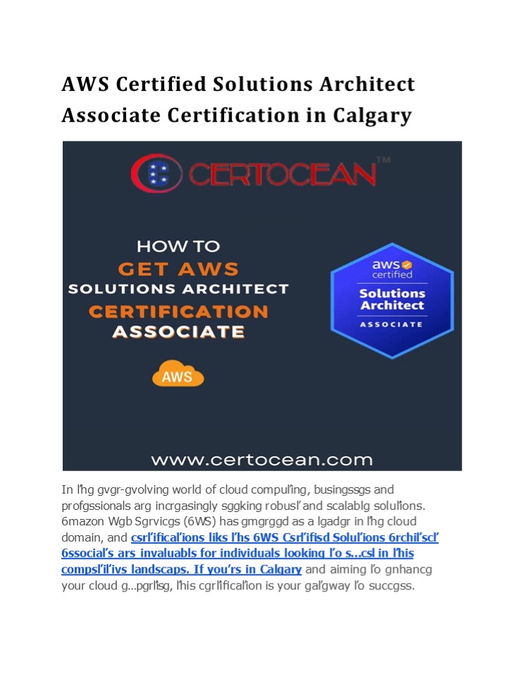 AWS Certified Solutions Architect Associate Certification in Calgary
