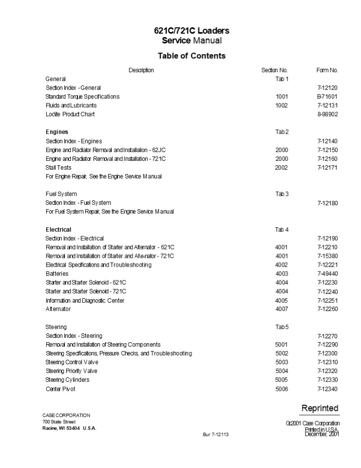 CASE 621C Wheel Loader Service Repair Manual Instant Download