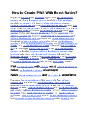 How to Create PWA With React Native?