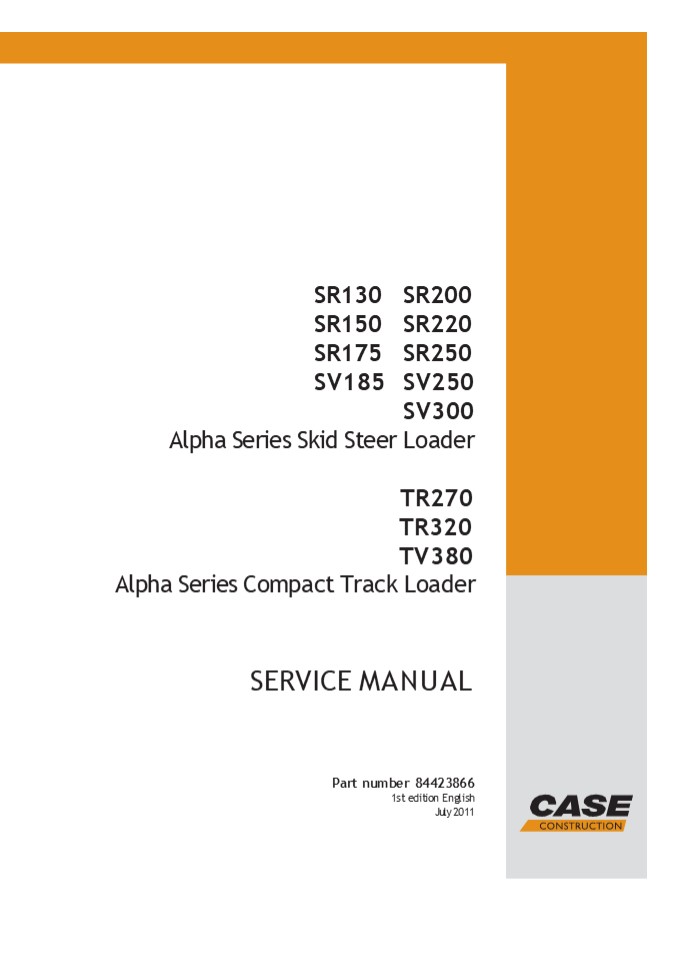 CASE SR175 SKID STEER LOADER Service Repair Manual Instant Download