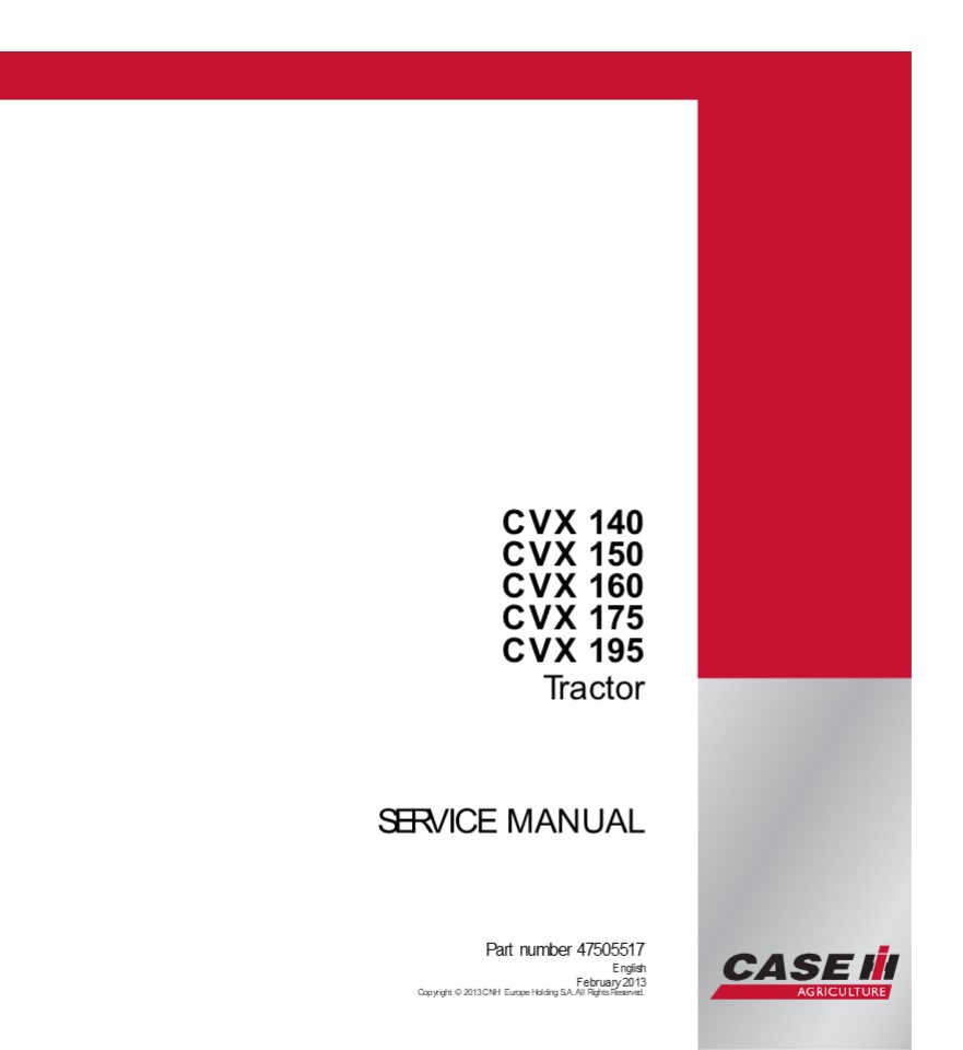 CASE IH CVX 160 ractor Service Repair Manual Instant Download